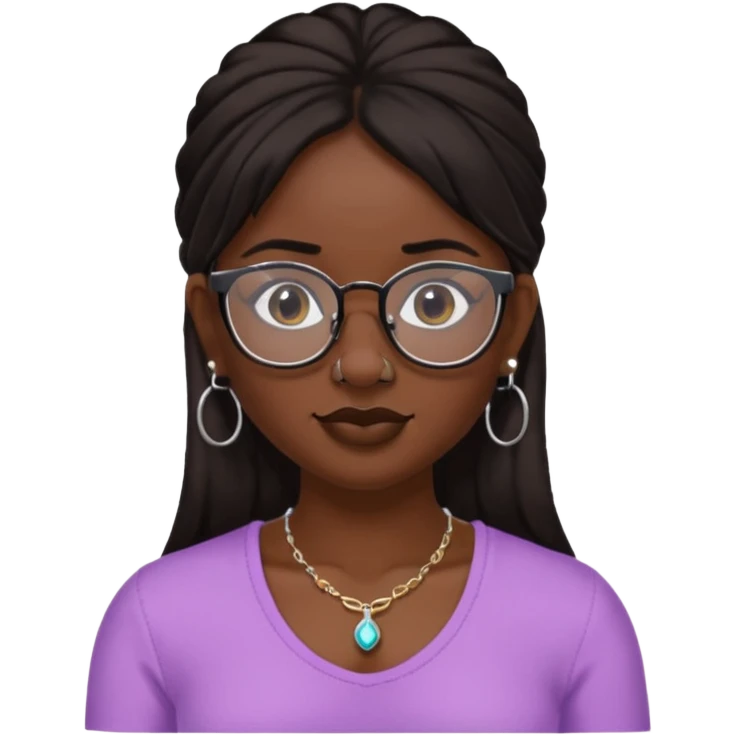 sarah babygirl dark hair and glasses with nose piercing and earrings and crop top emoji
