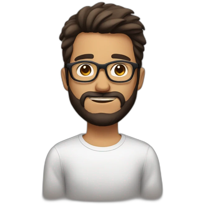 fair skinned brown guy with black spectacles and a neat dark brown hairstyle with beard emoji