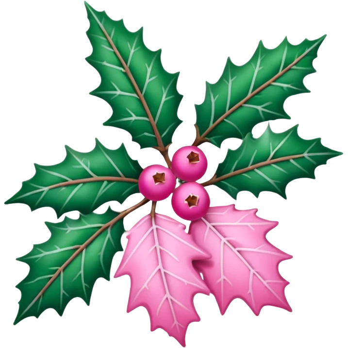 pink holly with white leaves christmas emoji