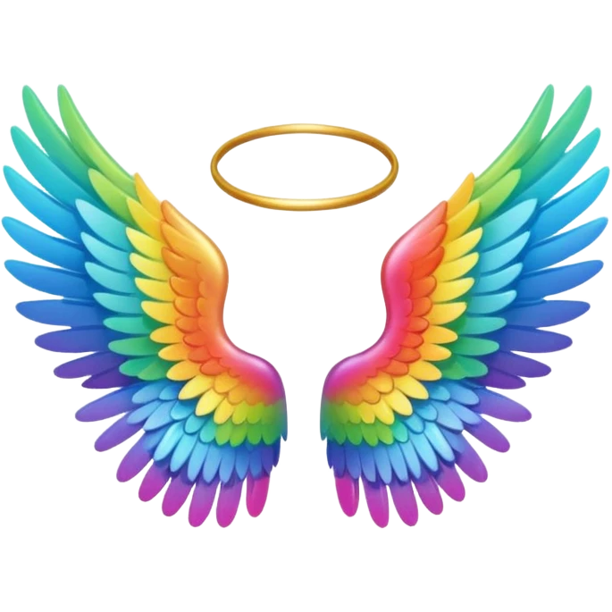  tiny rainbow angel wings. cute tiny left and right rainbow angel wings. Only wings. emoji