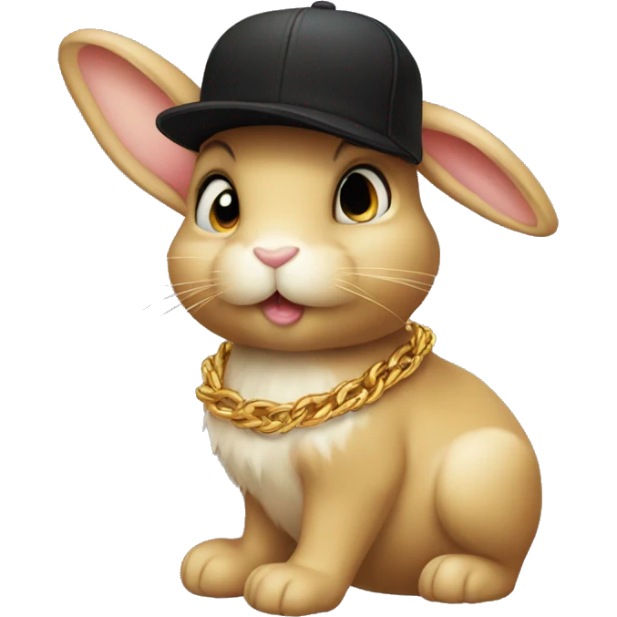 a bunny with a black cap and golden necklace emoji