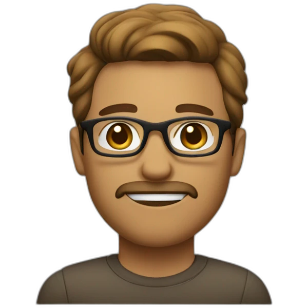 a light brown men with glasses and good hair, Goatee without moustache emoji