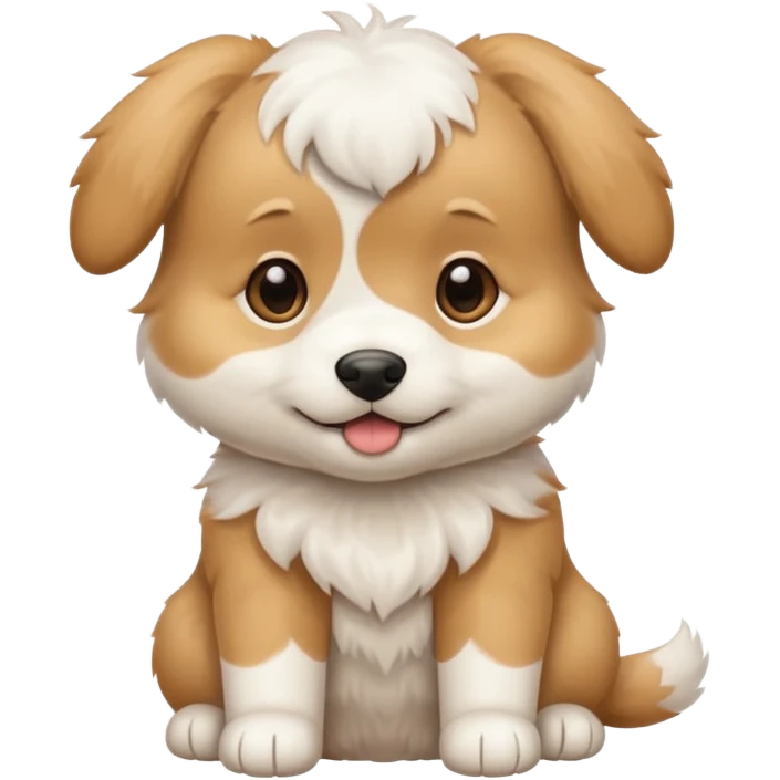 White and tan puppy playing emoji