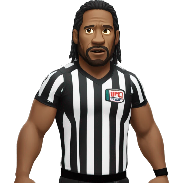 ufc referee herb dean shrugging his shoulders with a black shirt emoji