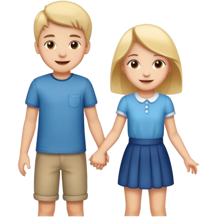 boy and girl holding hands, cheerful expression emoji