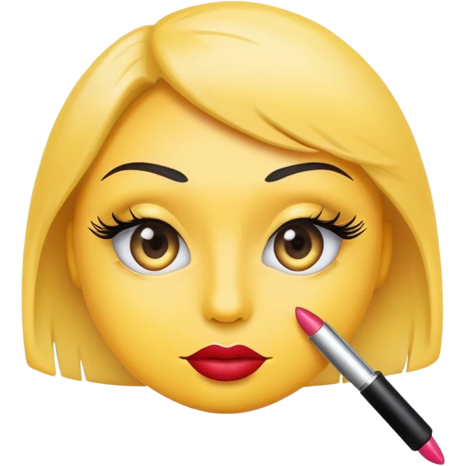 Yellow eyeroll emoji with lashes and lipstick emoji