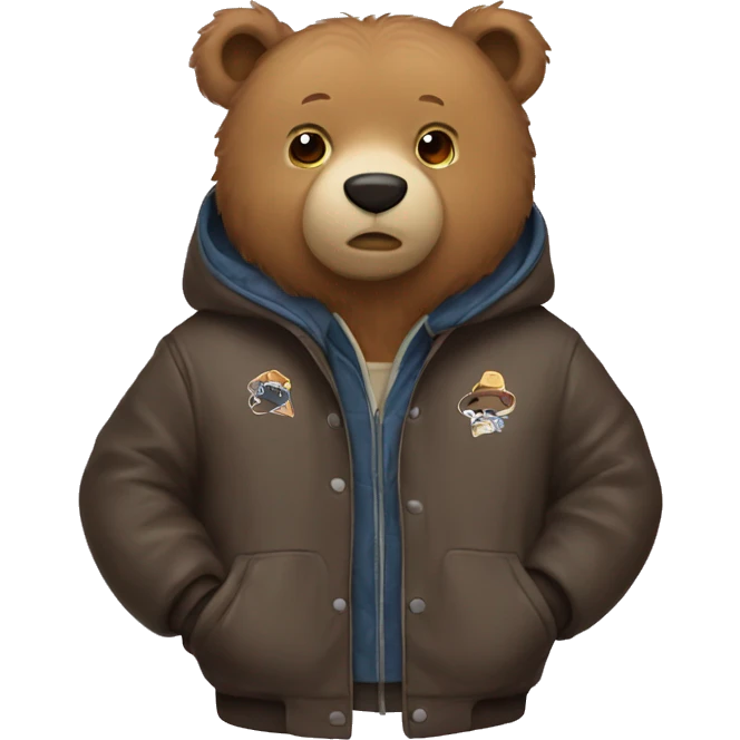 Cozy bear wearing a coach jacket  emoji