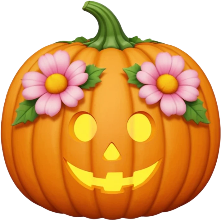 pastel pink orange halloween  flower pumpkin choker emoji
