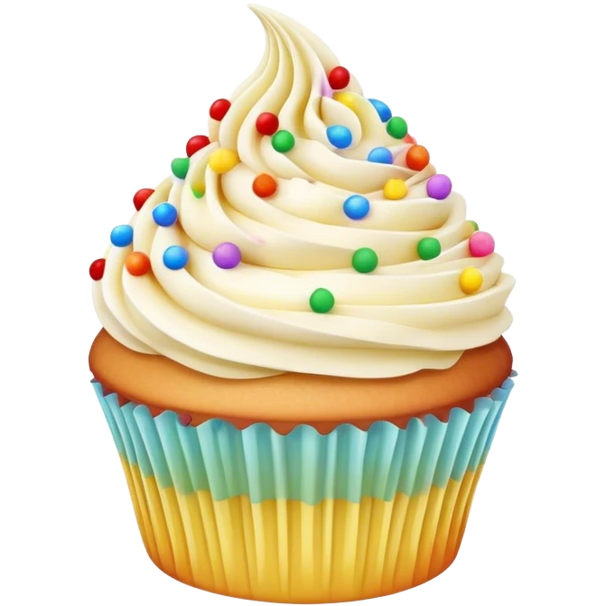Vanilla buttercream cupcake with rainbow sprinkles  emoji