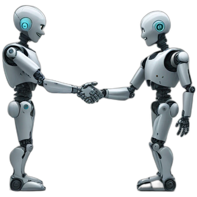 a robot and a human shaking hands emoji