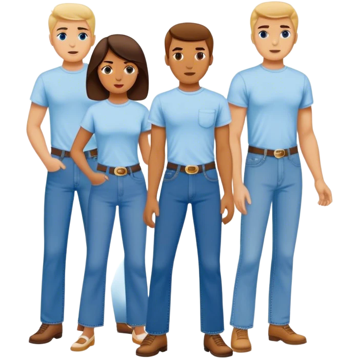 Hippies in blue jeans and tee shirts protesting in the 1960's emoji
