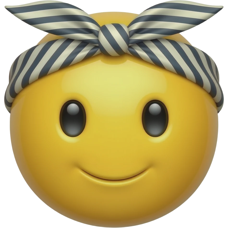 Yellow round glossy emoji with bandana emoji