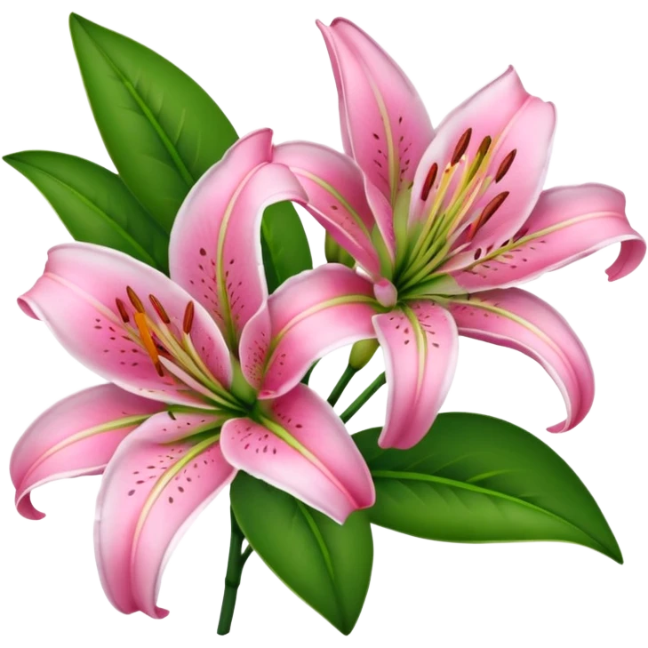 pink lilies with green leaves emoji
