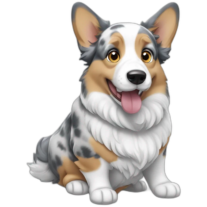 Blue Merle corgi eatting emoji