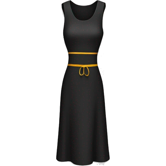 a simple black dress icon with a ruler or measuring tape wrapped around it, symbolizing clothing measurements. emoji