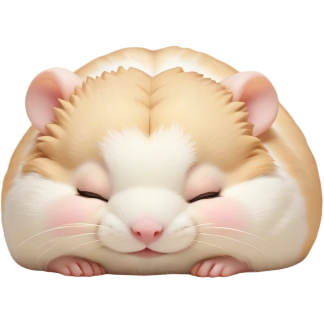 Meme-Worthy Cute Sleeping Cream Hamster Portrait Emoji, Head resting peacefully with a contented smile, showcasing a delightfully compact build and a luxuriously soft cream fur, eyes shut in a serene nap, Simplified yet hilariously adorable features, highly detailed, glowing with a soft, drowsy light, high shine, relaxed and utterly lovable, stylized with an air of playful laziness, bright and heartwarming, soft glowing outline, capturing the essence of a comically sleepy hamster, so meme-worthy it feels like it could instantly become the next viral sensation of adorable slumber! emoji
