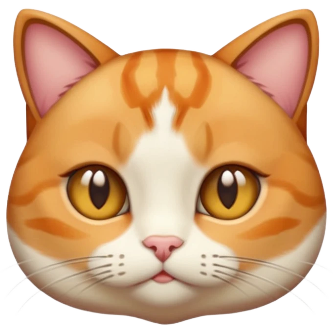 calico cat with cute slim face, small head, hazel eyes, and short but chubby body emoji