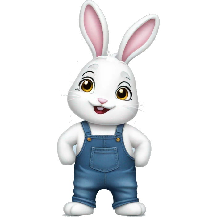 White Bunny in jeans apron emoji