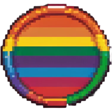 LGBT flag badge, 40x40 pixels, rounded edges, rainbow colors, Habbo Hotel style emoji