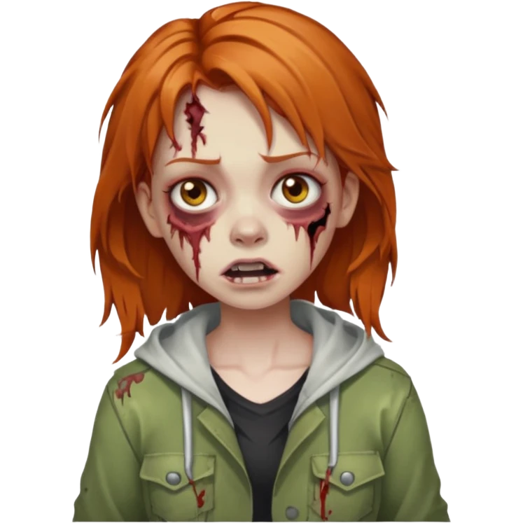 Ginger hair, zombie girl with Brown eyes emoji