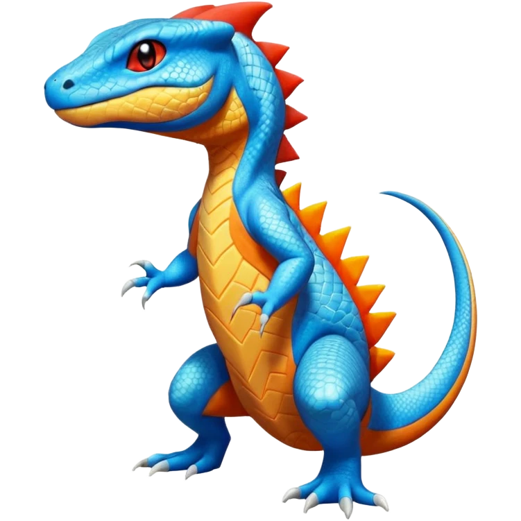 Cyan lizard-Salandit-Charmeleon-Salamence-Pokémon, with cobalt-blue flecks patterns emoji