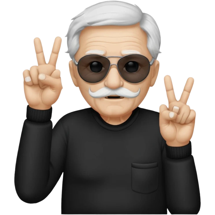 Some white old guy with a mask on and black shades with it also holding up the middle fingers emoji