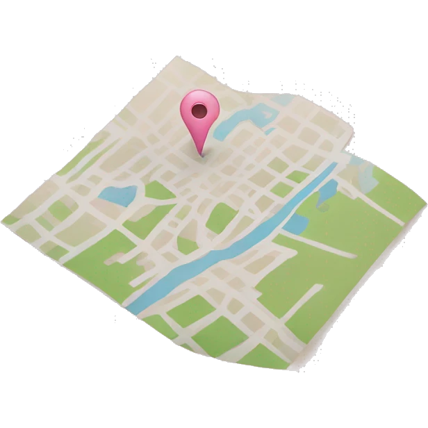 A pastel pink location map paper emoji