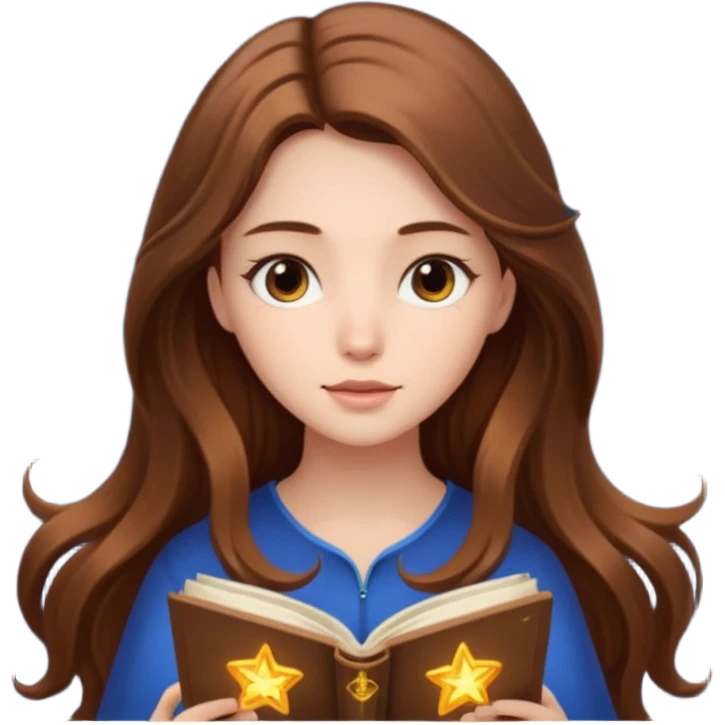 emoji of a girl with long hair reading a horoscope emoji