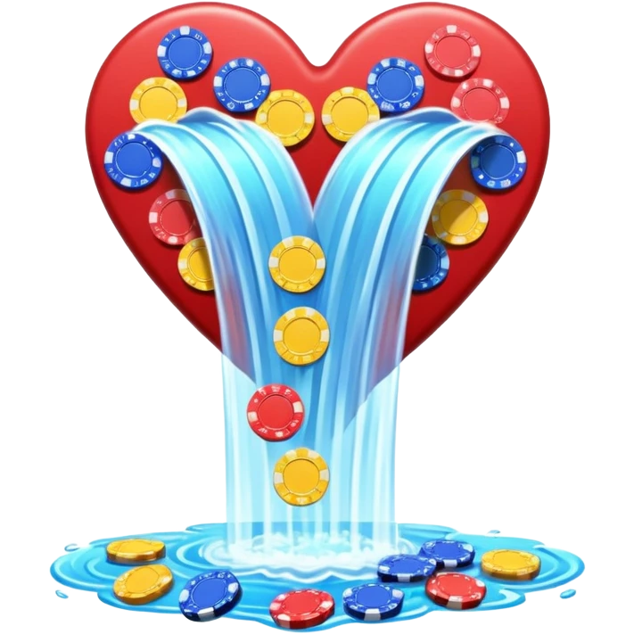heart shaped - watterfall with casino chips emoji