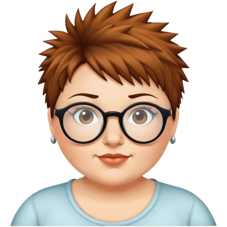 plus size white women round nose with short  brown shaggy spiked hair wearing glasses emoji