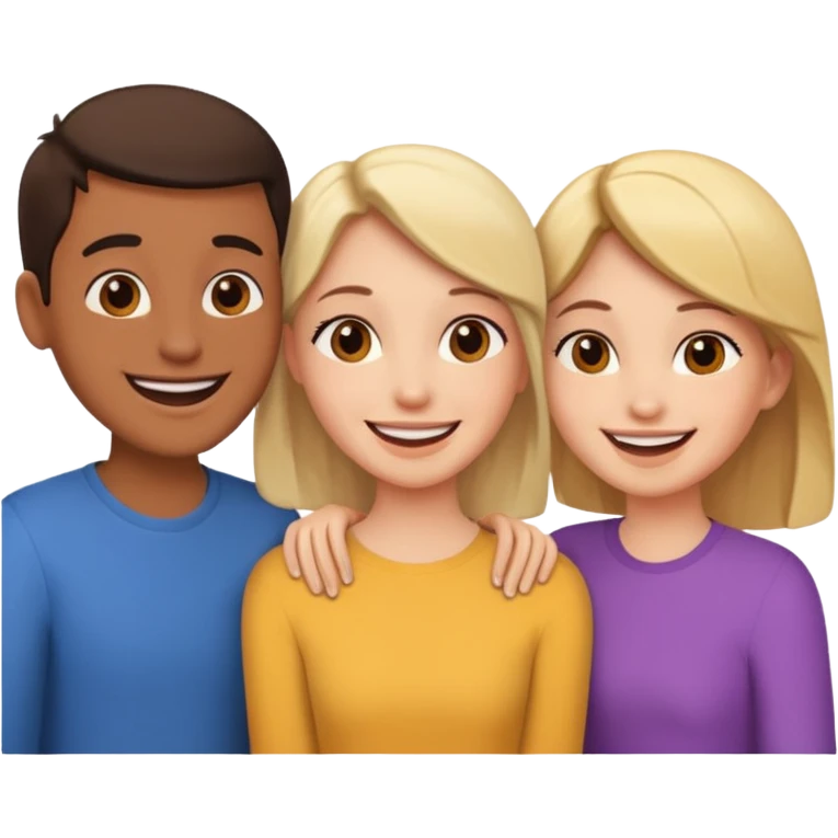 Three friends talking and looking each other emoji