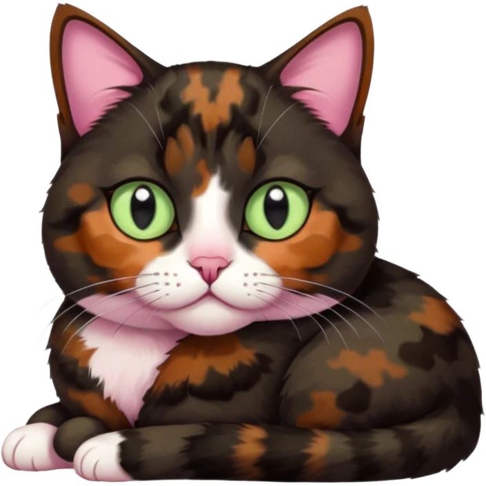 dark tortoiseshell cat half pink nose pale green eyes emoji