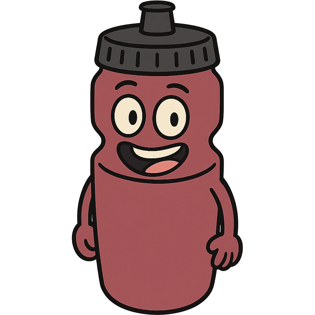 clean icon of a burgundy cycling bottle with a black cap, transparent background emoji