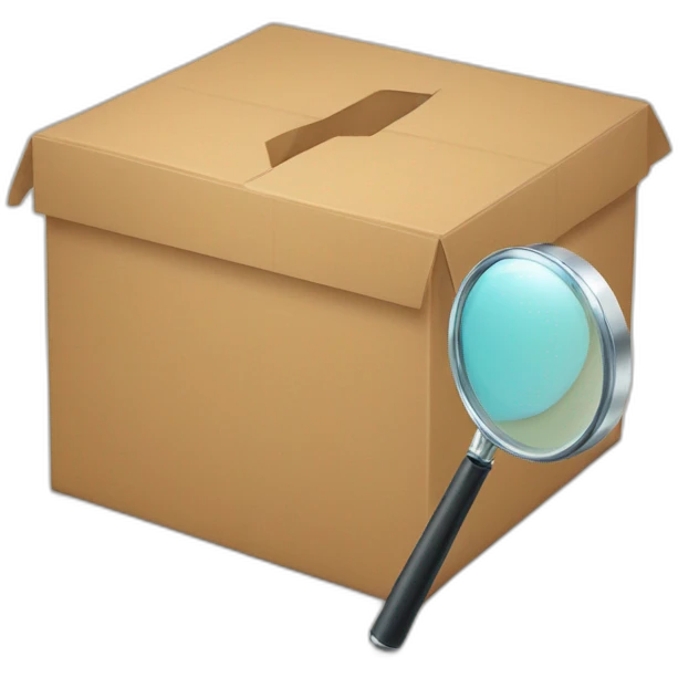 a magnifying glass in front of an empty box emoji