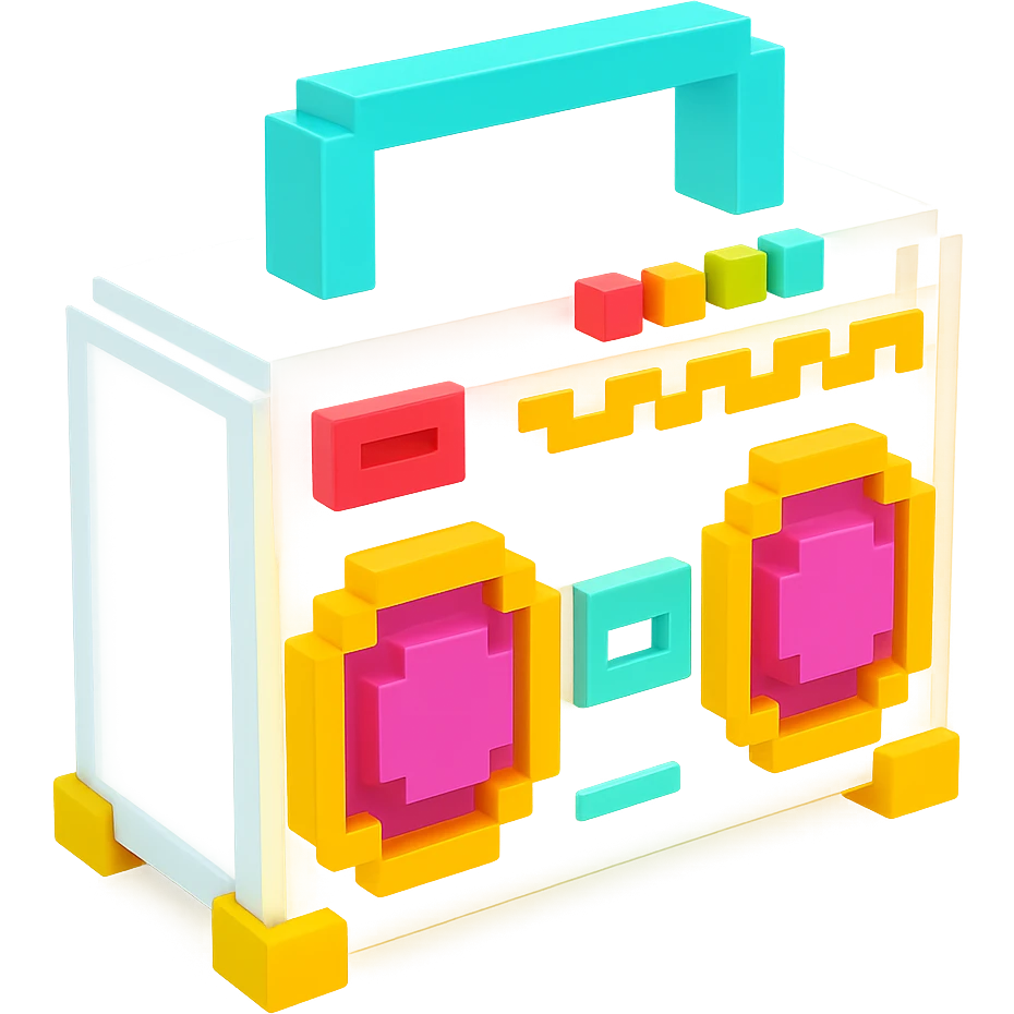 сделай белый святящейся бумбокс, no background emoji