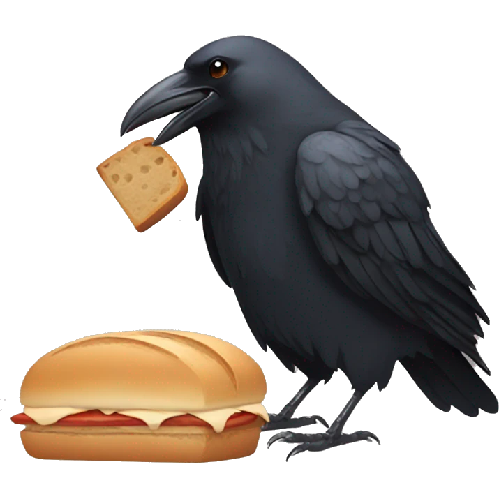 crow eating bread emoji