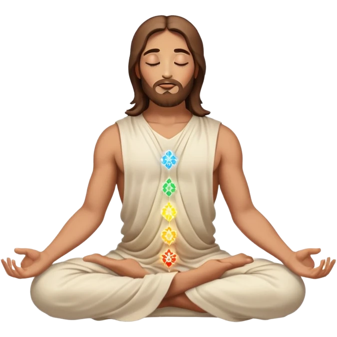 Jesus meditating with all 7 chakras activated emoji