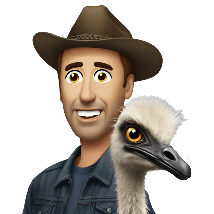 nicolas cage riding an emu emoji