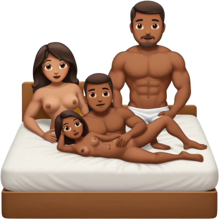 Brown skin naked man with big dick having sex with a big booty women in the bed emoji