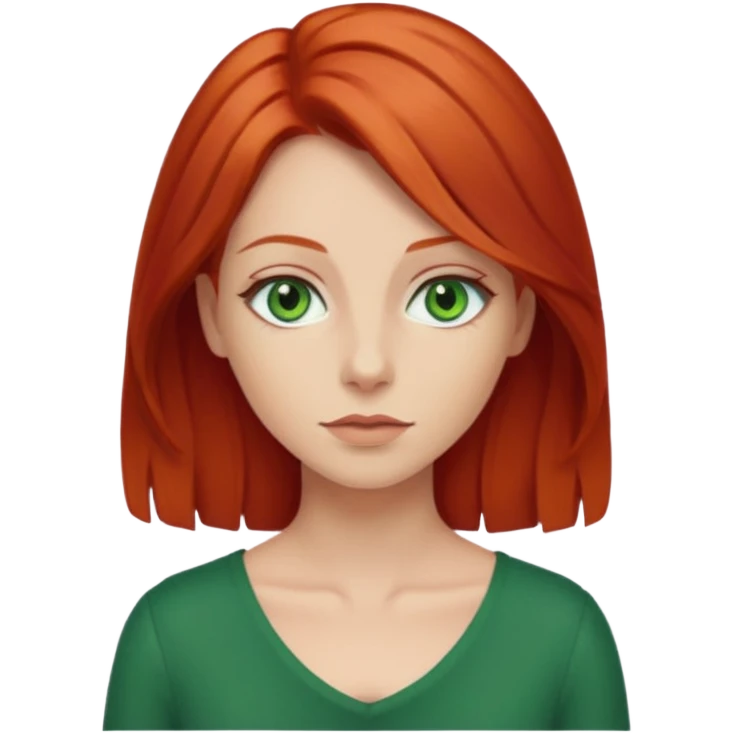 je veux un emoji femme rousse les yeux verts et les cheveux plus longs qu'au épuales emoji