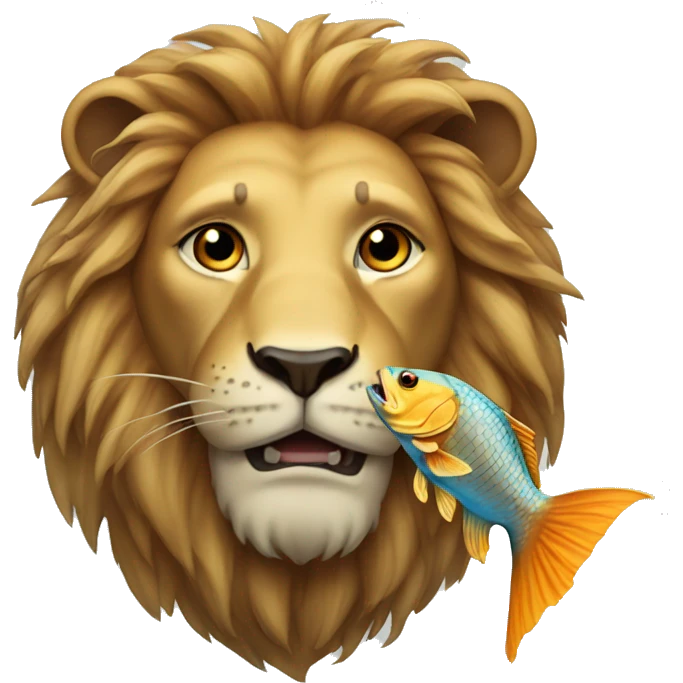 lion with fish emoji