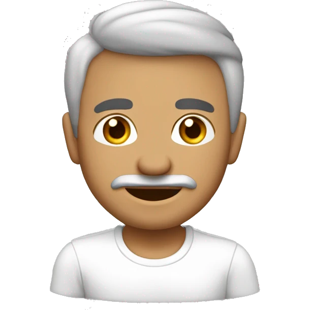 hombre, 45 años, piel morena, pelo corto, ojos marrones, sonrisa, camiseta blanca emoji