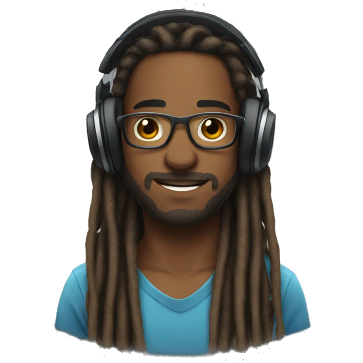 a streamer with dreads and headphones no beard emoji