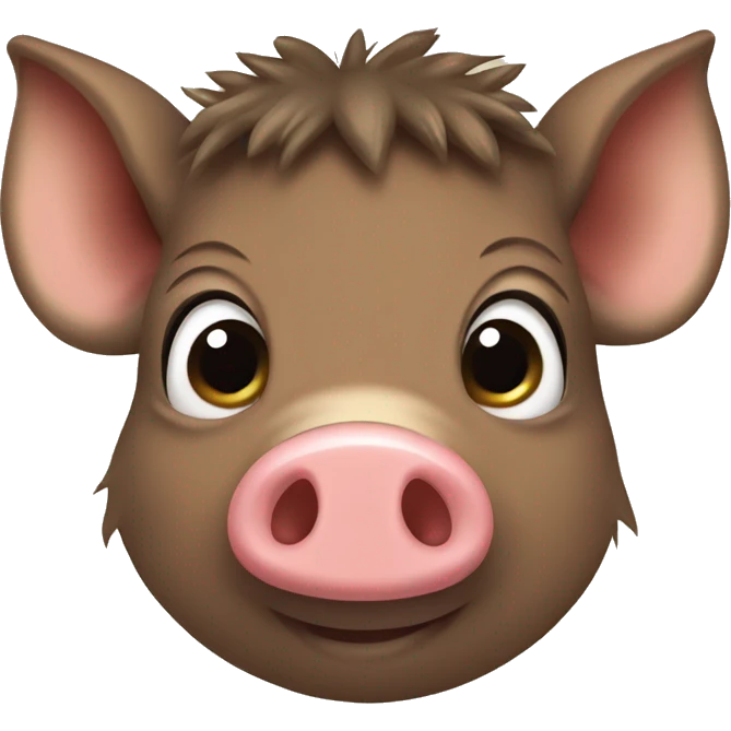 a happy cute brown baby wild boar pig with big eyes emoji