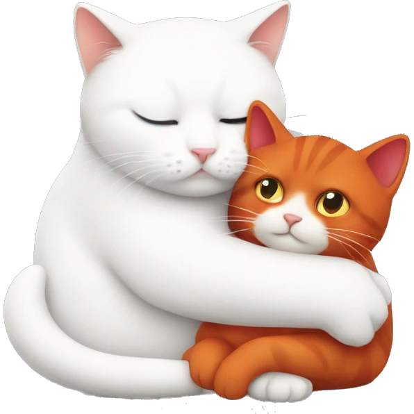 a white cat hugs a red cat emoji
