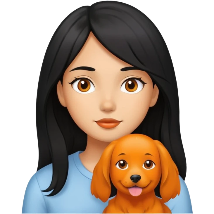 Black hair girl with long hair orange dog emoji