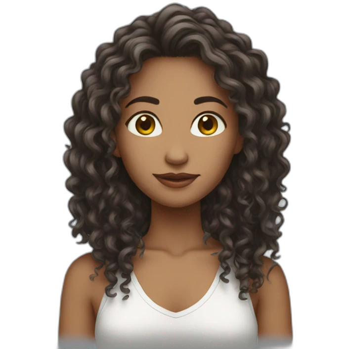 Thin woman  long hair curly  emoji