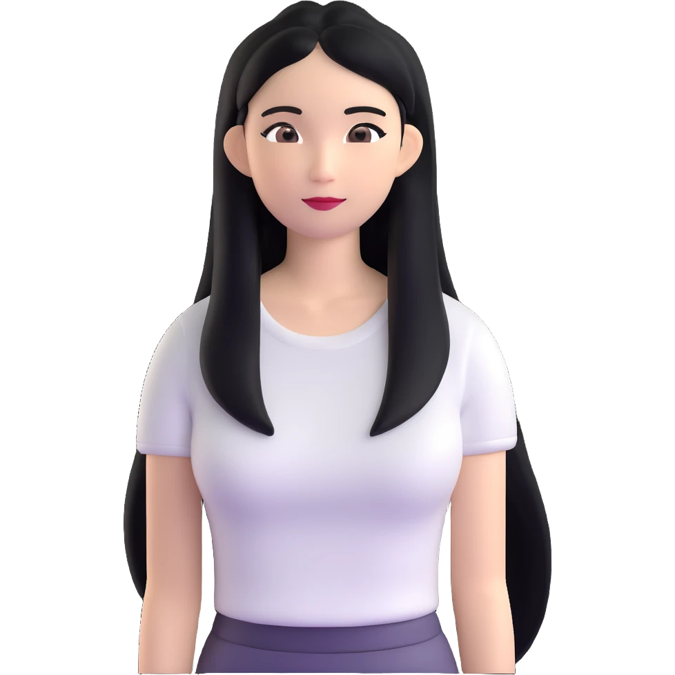 Miss Universe Southeast Asian woman with very long straight black hair wearing a beautiful white top emoji