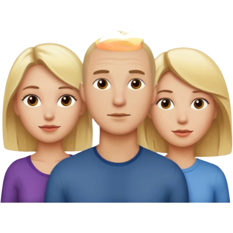 Two blonde women and a man with skin head  emoji