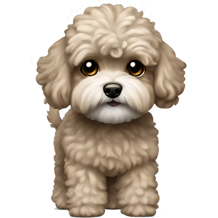 Old Dog maltipoo ash brown fur full body standing emoji